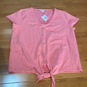 NWT J.Crew pink button up blouse medium